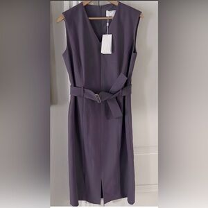 NWT HUGO BOSS- “DADORINA" Purple V-Neck Belted Sleeveless Pencil Dress.$545